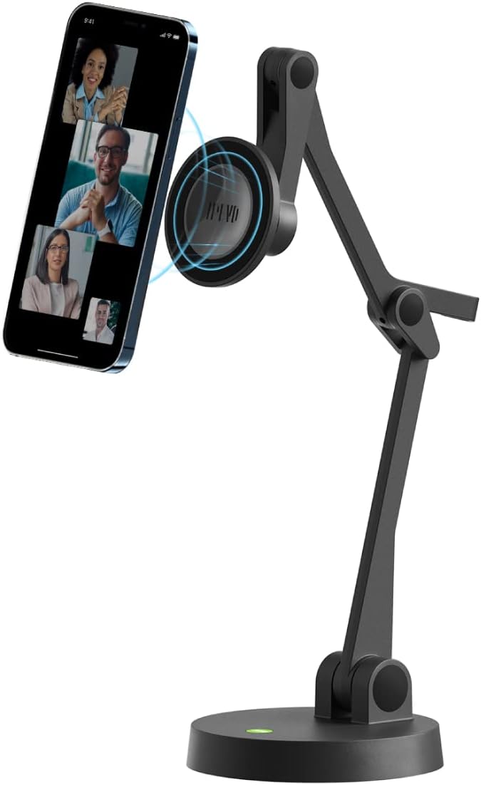IPEVO Uplift Magnetic Multi-Angle Arm for iPhone 12 Series and Above, Multi-Jointed Phone Holder for Video Calls, Multi-Screen Workplace Setup, Online Teaching and Learning, Magnetic Phone Stand by IPEVO