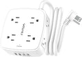 5Ft Surge Protector Power Strip - 8 Widely Outlets with 4 USB Ports, 3 Side Outlet Extender with 5 Feet Extension Cord, Flat Plug, Wall Mount, Desk USB Charging Station, ETL,White by YISHU