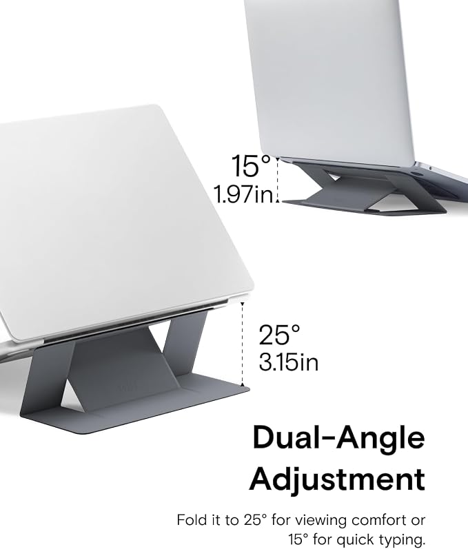 MOFT Invisible Slim Laptop Stand, Adhesive And Reusable, Adjustable Perfect Viewing Angles, Compatible with Laptops Up to 15.6", Grey - Image 5