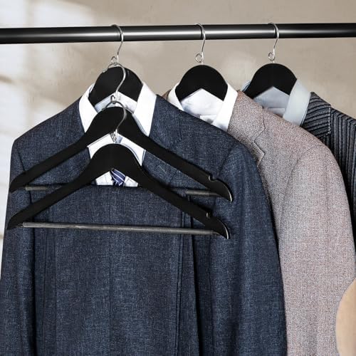 TOPIA HANGER Black Wooden Hangers 30 Pack, Space Saving Coat Hanger with 360° Swivel Cascading Loop Hook, Non Slip Pants Bar and Shoulder Notches for Camisole, Jacket, Suit, Clothes Hangers -CT74B30 - Image 5