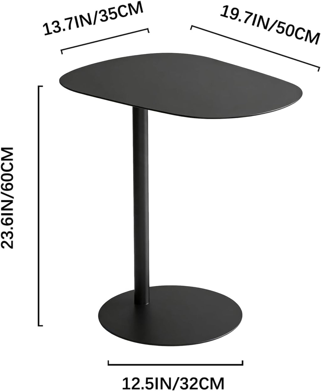 C Shaped End Table Small Side Table Living Room, Metal Coffee Accent Table - Image 2