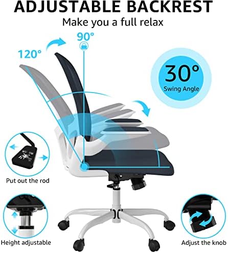 Ergonomic Office Chair, Comfort Swivel Home Office Task Chair, Breathable Mesh Desk Chair, Lumbar Support Computer Chair with Flip-up Arms and Adjustable Height - Image 4