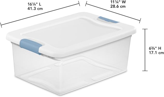 Sterilite Latching Box with Lids for Home and Office, 15 Quart, 12-Pack | Heavy-Duty and Stackable Plastic Containers with Latches for Closet, Cabinet, Bedroom, Bathroom and Dorm Room Organization - Image 2