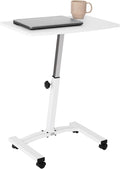 Seville Classics Airlift Mobile Height Adjustable Laptop Stand Computer Workstation for Sitting Classroom Home Office Medical Table w/Wheels, Flat Desk 24", White by Unknown