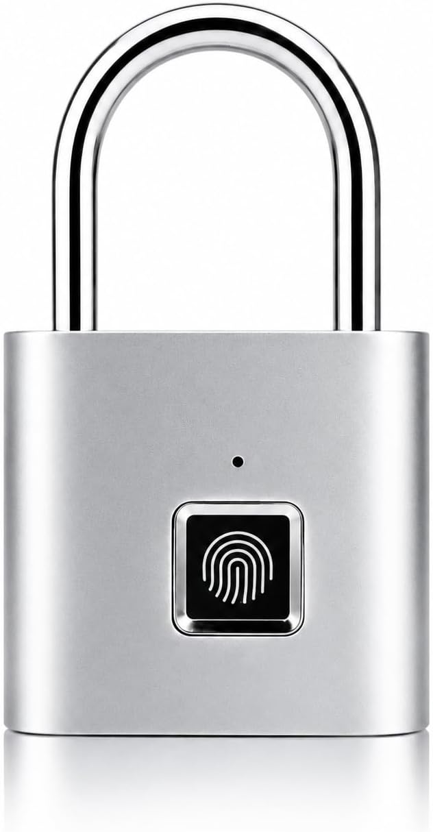 Fingerprint Padlock, USB Charging Waterproof Mini Smart Security Lock with No App, No Key, No Trouble, Friendly for Kids and Elderly by QEBIDUM