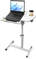 Medical Adjustable Overbed Bedside Table with Wheels & Cup Holder by SEHAUSEU