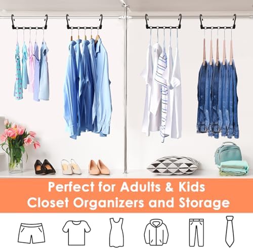 Magic Clothes Hangers Space Saving, Premium Closet Organizers and Storage, Sturdy Plastic Cascading Hanger with 360° Swivel Hooks for 20 Heavy Clothes, College Dorm Room Essentials for Girls, 4 Pack - Image 7