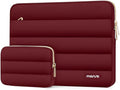 MOSISO Laptop Case 13.3 inch,13-13.3 inch Puffy Laptop Sleeve Carrying Case | Compatible with MacBook Neo/Air 13.6/Pro 13/14, HP Dell ASUS Lenovo, Polyester Horizontal Bag with Small Case, Red by MOSISO