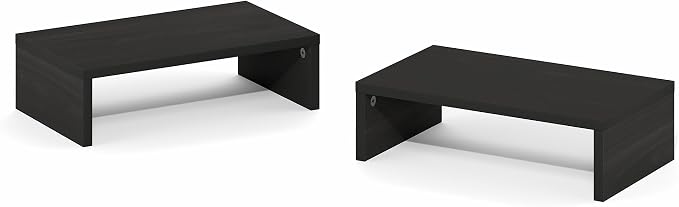 Furinno CLASSIC Monitor Stand Riser Set of 2, 15.7" Wide Dual Monitor Riser, Stackable Separable Laptop Stand for Desk, Desktop Organizers and Accessories, for Office Supplier, Espresso - Image 8
