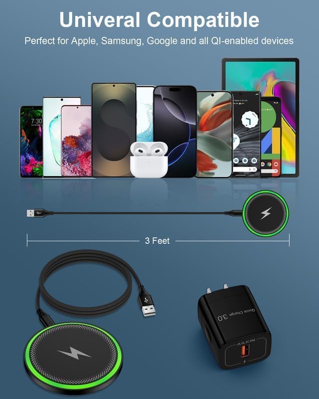 Wireless Charger Samsung S26, 15W Android Wire Less Charging Pad for Galaxy | Fast Charging Station with Block for S26 Ultra S25 S24, Google Pixel 10 Pro XL/9a Android iPhone 17 16 Cargador inalámbrico - Image 7