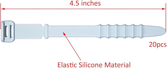 Reusable Silicone Zip Ties Cord Organizer: Silicone Cable Ties Straps for Cable Management - 20PCs 4.5” Blue Elastic Wire Cord Organizer for Home Office and Travel - Image 5