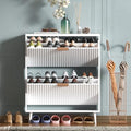 Shoe Cabinet Storage,Modern Freestanding Organizer with 2 Flip Drawers,Narrow Shoe Rack Cabinet for Entryway,White by QIVOMIX