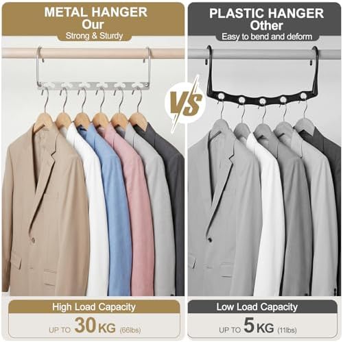 HOUSE DAY 20 Pack Space Saving Hangers for Clothes, Metal Magic Hanger | Heavy Duty Hanger Organizer 30 Lbs Capacity, Sturdy Multi Hangers, Closet Space Saver Closet Organizers and Storage Dorm Room - Image 2