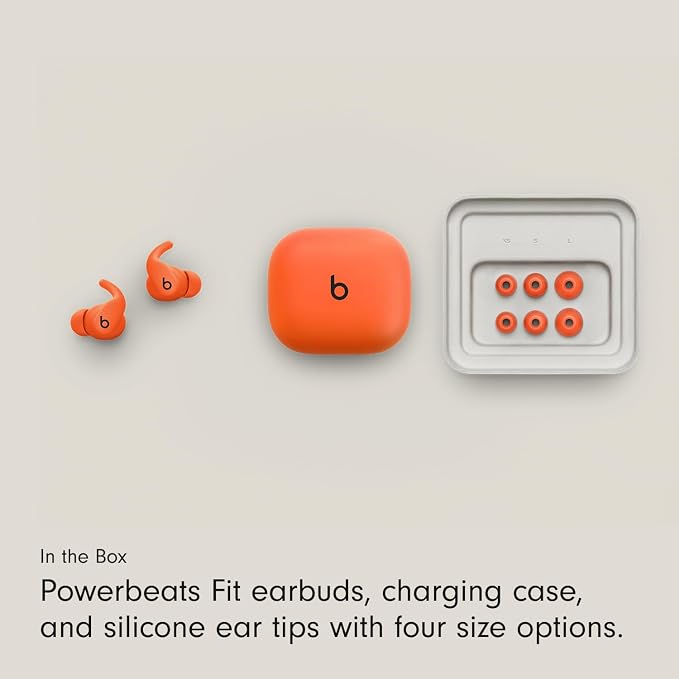 Beats - Powerbeats Fit - Wireless Noise-Cancelling Workout Earbuds with Ultimate Secure Fit with AppleCare+ (2 Years)- Spark Orange - Image 9
