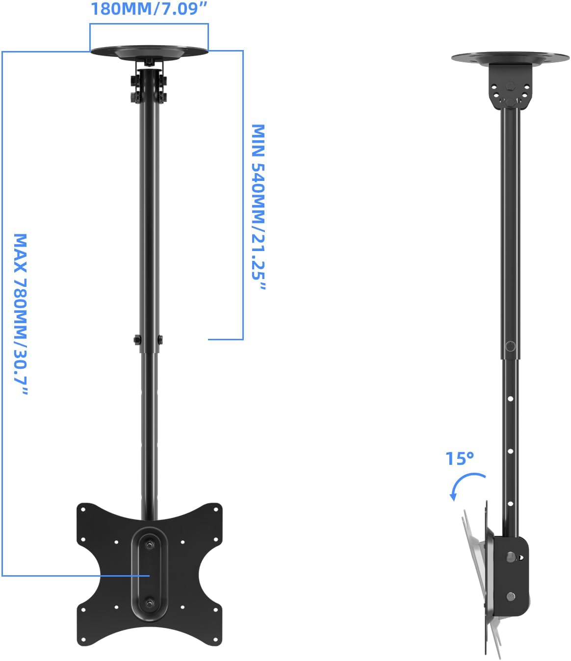 Suptek Ceiling TV Mount Fits Most 23-43 inch LCD LED Plasma Panel Display with Max VESA 200x200mm Loaded up to 35kg/77.16lbs Height Adjustable MC3260 - Image 3