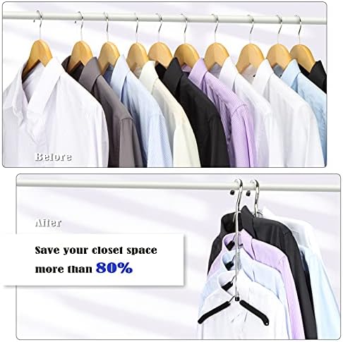 Hangers Space Saving Clothes Hanger 2 Packs | Non Slip Padded Coat Hanger 5 Layers Heavy Duty Stainless Steel Sweater Shirt Hanger Closet Storage Organizer - Image 3