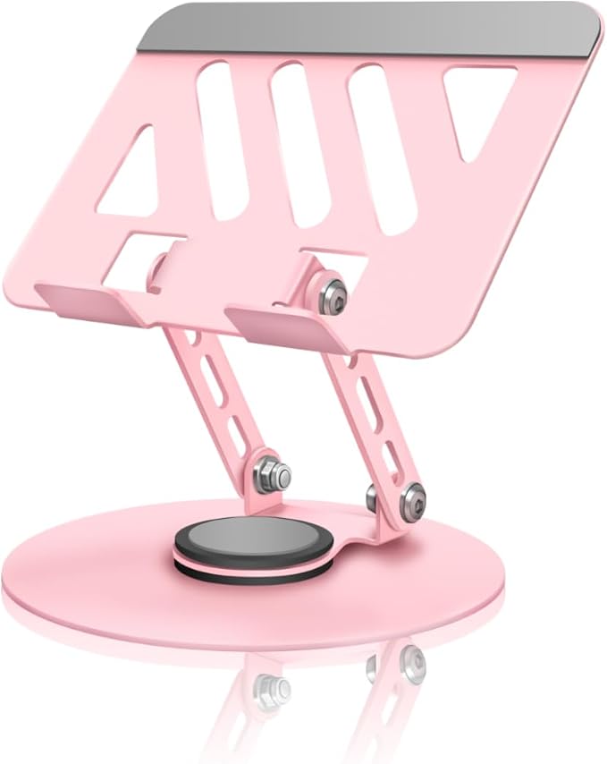 360° Rotating Tablet Stand - Pink |Adjustable Dual Rotary Shaft,Folding Design | Fits iPads & Tablets Up to 13" | Ideal for Work,Painting,Office,Travel,Home by ZSAUTHREE