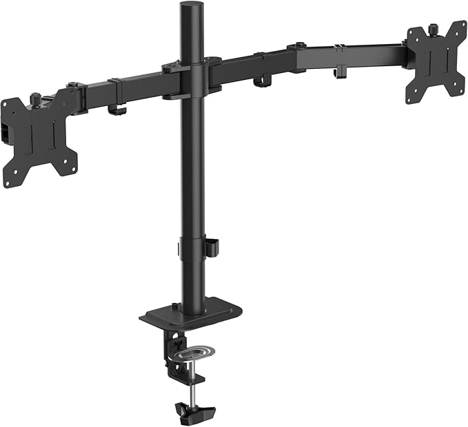 Suptek Dual Monitor Arm Desk Mount,Ultrawide Dual Monitor Arm for 2 Monitor Screens up to 38 inches and Max 22lbs Each,Extra Tall 15.75" Pole Fully Adjustable Monitor Stand for Desk,Black(MD9442MB) by suptek