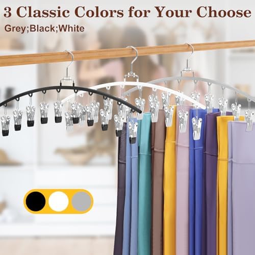2 Pack Legging Organizer for Closet 360° Swivel, Metal Gym Clothes Organizer w/20 Clips Holds 20 Leggings, Hangers Space Saving, Closet Organizers and Storage, Room Organization Essentials, Grey - Image 5