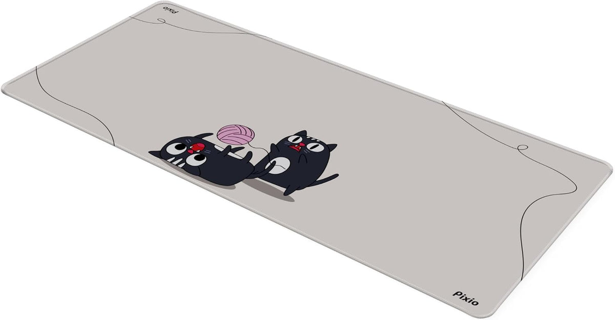 Pixio Mouse Pads - 36 x 16 inch XXL Playful Cats (Center) Beige Multifunctional Large Desk Mats for Gaming, Office, Desktop Anti-Slip Waterproof Washable Computer Mouse Mat - Image 5