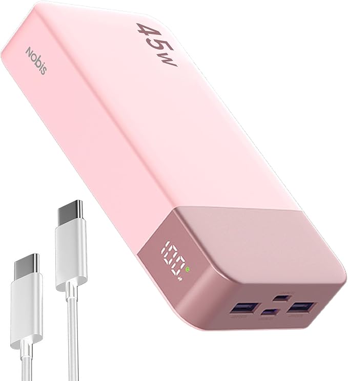 NOBIS Portable Charger 45W 20000mAh Power Bank Fast Charging | 2C+2A Battery Pack with C to C Cable, Battery Bank with Digital Display for iPhone Android Laptop etc by NobisPowerbank