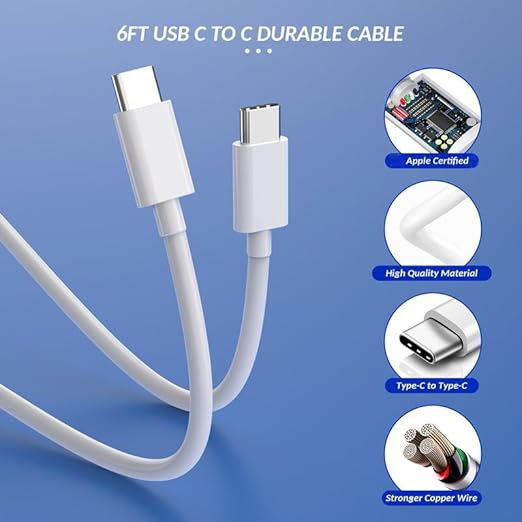 iPhone 17 Charger,Apple Charger Fast Charging,2Pack Dual Port Power Delivery Apple Charging Block,6FT USB C to C iPhone 17 Charge Cable,USB C Charge for iPhone 17/17 Air/16/15 Pro/iPad Pro/Air/Mini - Image 5