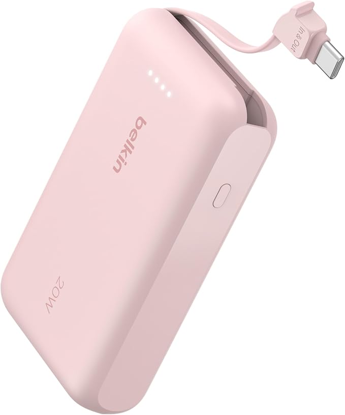 Belkin 10000mAh 20W USB C Power Bank, Portable Charger for iPhone & iPad | Fast Charging, Integrated USB C Cable, Eatra USB C Port, iPhone 17, iPad, Samsung Galaxy S26, Charge 2 Devices by Unknown