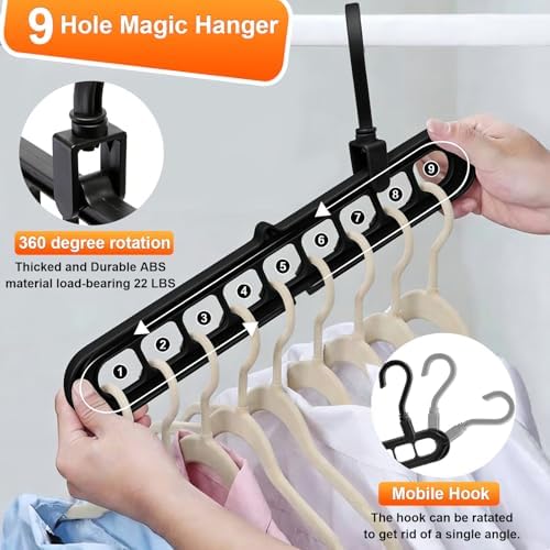 Magic Space Saving Hangers,7 Pack Multi-Functional Closet Organizers | 9-Hole Cascading Hanger, College Dorm Room Essentials for Guy, Heavy Duty Wardrobe Clothes Drying Rack for Shirt Multi Color - Image 4