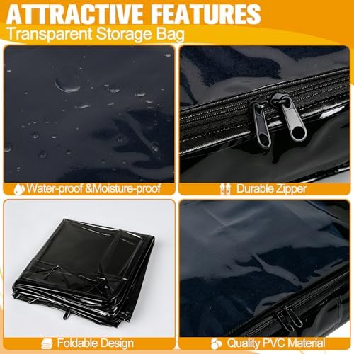 Plastic Storage Bags with Easy-Glide Zipper, Pack of 8, Durable Clear Vinyl Zippered Storage Bags for Clothes Sweaters Comforters Blankets Sheets Bedding (18 x 15 x 4 Inch, Transparent Black) - Image 4