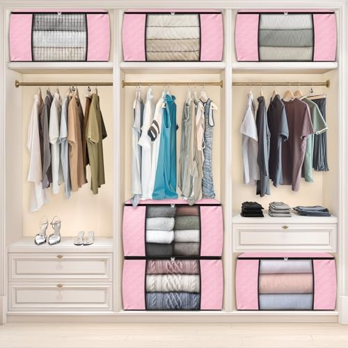 Fab totes 10 Pack Storage Bags for Clothes Blanket Storage Bins with Lids | Foldable Closet Organizers with Zippers,Window and Handles,Fabric Storage Bins for Sweater,Comforter,Bedding,Dorm essentials - Image 6