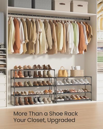 SONGMICS Shoe Rack, 8-Tier Shoe Organizer, Metal Storage Shelf | for Entryway, Upright or Upside Down, for 32-40 Pairs, Stackable, 11.8 x 36.2 x 56.5 Inches, Black ULSA308BH01 - Image 7