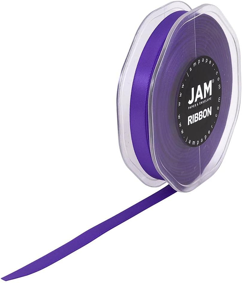 JAM PAPER Double Faced Satin Ribbon - 3/8 Inch Wide x 25 Yards - Purple - Sold Individually - Image 2