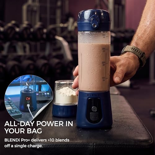 BLENDi Pro+ Portable Blender (17.5oz, Navy Blue) – Powerful Ice Crushing 120W Motor, USB-C Rechargeable, Cordless Personal Blender Smoothies & Shakes – BPA-Free, Self-Cleaning, Travel-Friendly - Image 4