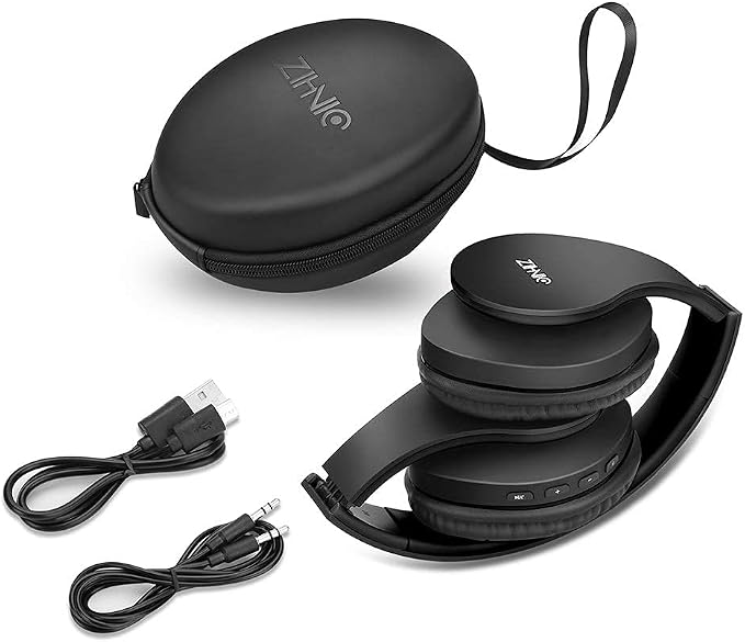 ZIHNIC Bluetooth Headphones Over-Ear, Foldable Wireless and Wired Stereo Headset Micro SD/TF, FM for Cell Phone,PC,Soft Earmuffs &Light Weight for Prolonged Wearing (Black) - Image 5