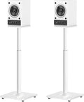 Speaker Stands Pair, 28"-37.4" Height Adjustable, Max 22 lbs, Glass Base | Surround Sound Speaker Stand with Cable Management, Universal Floor Stand for Bookshelf Satellite Studio Large Speaker, White by ELIVED
