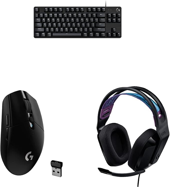 Logitech G413 TKL SE Mechanical Gaming Keyboard + G305 Lightspeed Wireless Gaming Mouse + G335 Wired Gaming Headset Bundle - Black by Unknown