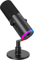 TONOR Dynamic Gaming Microphone XLR/USB Mic with AI Noise Cancellation | Desktop Stand Set, RGB, Tap Mute, 3.5mm Jack, Gain Control, Microfono for Content Creators, Black, TD510 AIR S by TONOR