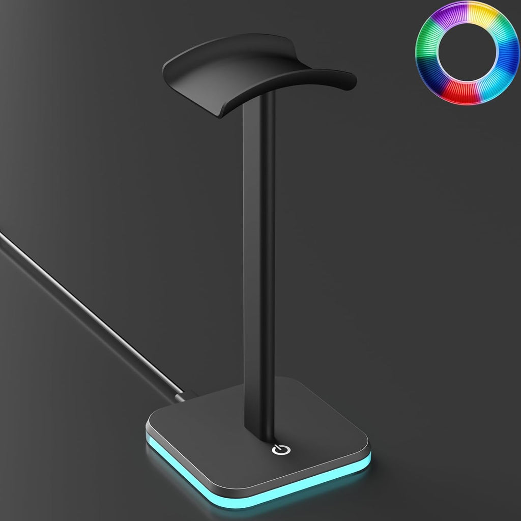 Headphone Stand for Desk - Headset Stand Headphone Holder (RGB-Black) by Ahonnpely