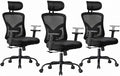Marsail Ergonomic Office Chair Ergonomic Gaming Chair with Lumbar Support, 2D Headrest, Adjustable Armrests, Contoured Seat Cushion, Computer Desk Chair with Wheels for Home and Office, Pack of 3 by Marsail