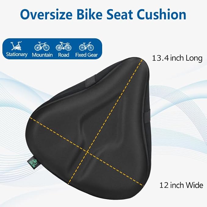Zacro Bike Seat Cushion - Gel Padded Bike Seat Cover for Men Women Comfort, Extra Soft Exercise Bicycle Seat Compatible with Peloton, Outdoor & Indoor Bike Saddles - Image 2