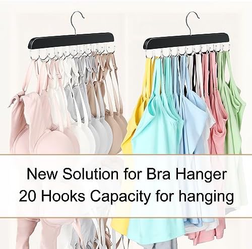 Tank Top Hanger with 40 Hooks for Closet Organizer, Premium Wood Bra Hanger | 2 Pack Foldable Space Saving Hangers Closet Organizers and Storage, Closet Accessories Multi Hook Hanger for Dorm & Apartment - Image 2