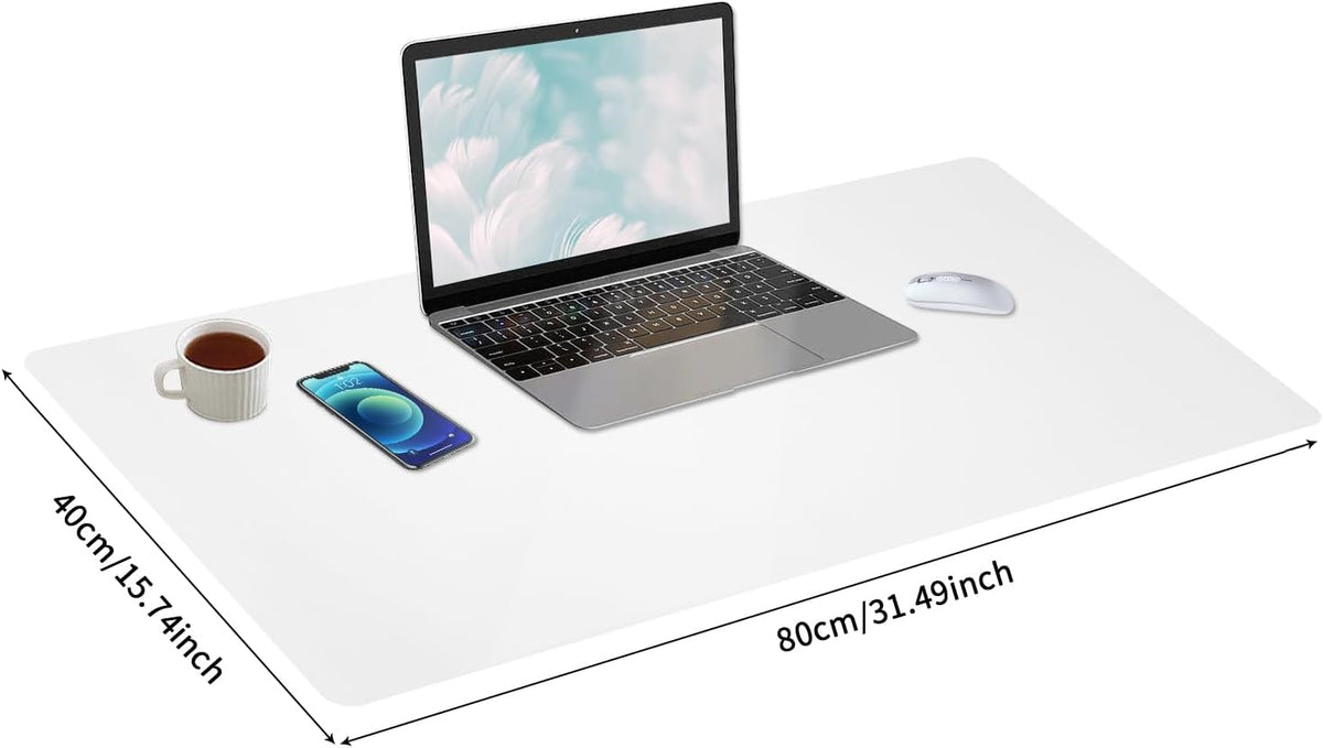 Leather Desk Pad, Large Mouse Pad, Non-Slip Desk Mat, Leather Desk Blotter, Computer Desk Pad, Waterproof Keyboard Pad for Home Office and Decor - White (31.5×15.7 Inches) - Image 4
