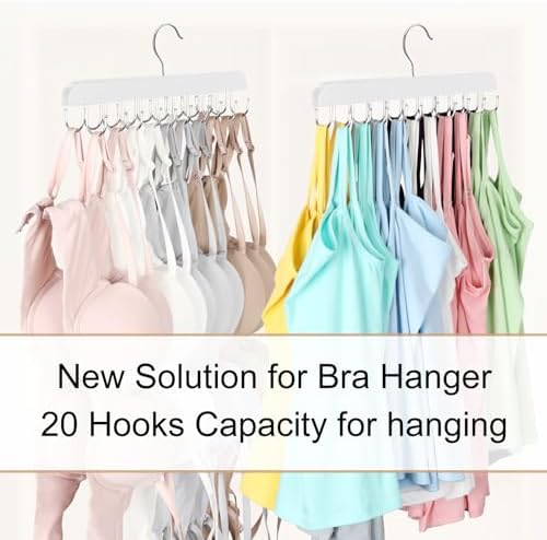 Resovo Bra Hanger for Closet, Tank Top Hanger 20 Hooks Capacity Foldable Wood Space Saving Hangers Closet Organizers and Storage for Dorm & Apartment for Tank Top, Bra, Scarf - Image 2