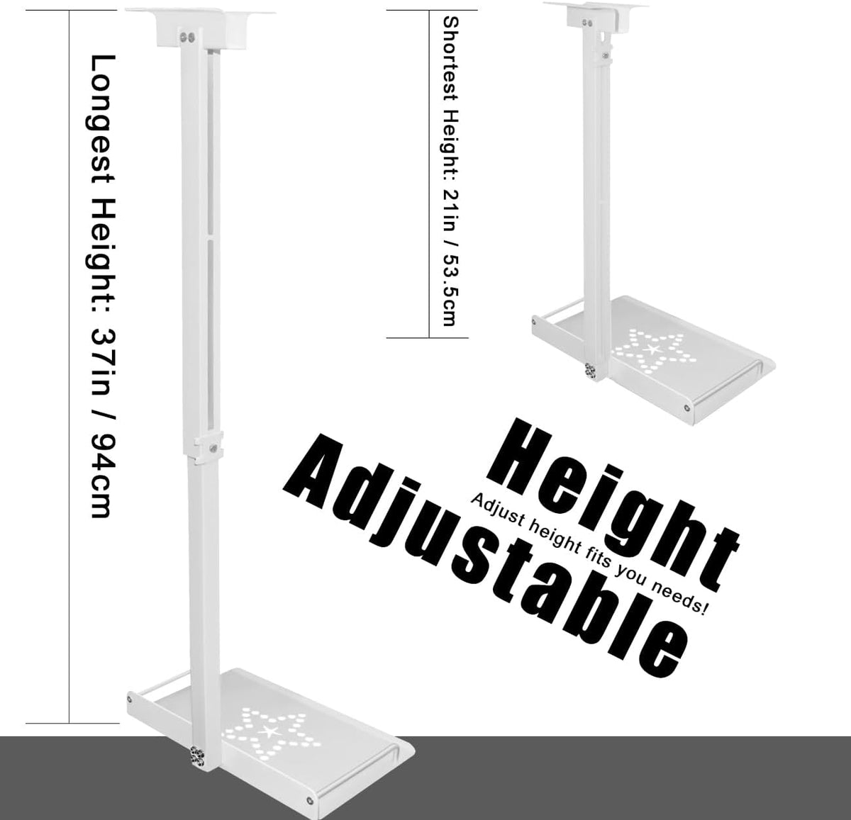 2-Be-Best Projector Ceiling Mount with Tray, 21 IN-37 in / 53.5CM-94CM Height Adjustable Projector Shelf Ceiling Tray Mount Upgraded Universal Longer Mounts for Projectors White - Image 3