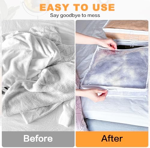 Clear Zippered Plastic Clothes Storage Bags, 6 Pack, White | Clear Storage Bags with Zipper Plastic Storage Bags for Clothes Sweaters Blankets Sheets, Size: 18 x 15 x 9 Inch - Image 5