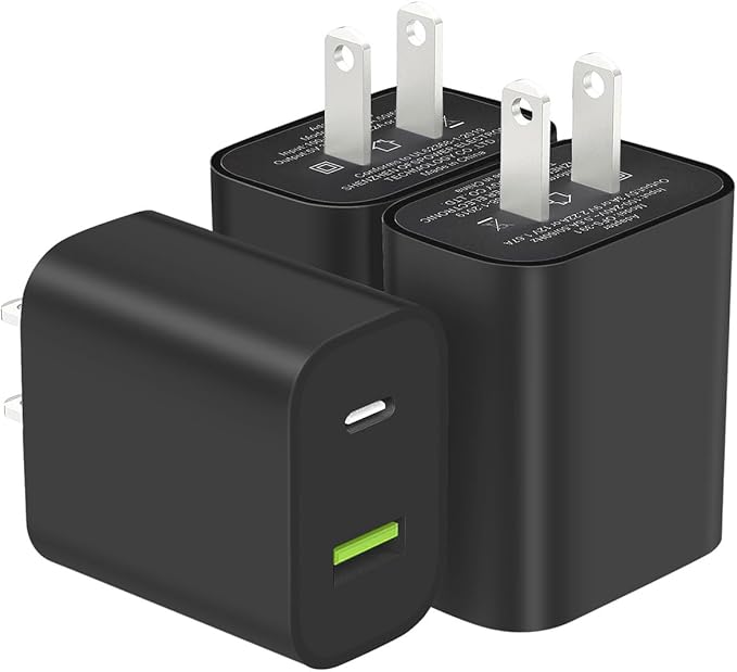 3 Pack USB C Charger Block, Dual Port Type C Wall Charger Fast Charging | 20W Power Adapter Cube for iPhone 14/14 Pro/14 Pro Max/14 Plus/13/12/11, XS/XR/X, iPad, Samsung, More by DENGWENQIANG