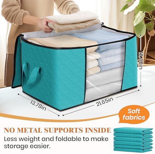 Fab totes 6 Pack Storage Bags for Clothes Blanket Storage Bins with Lids | Foldable Closet Organizers with Zippers,Window and Handles,Fabric Storage Bins for Sweater,Comforter,Bedding,Dorm essentials - Image 2