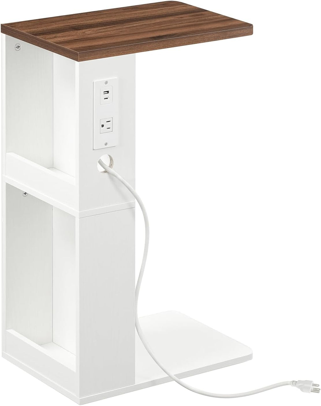 C Shaped End Table with Charging Station, Slide Under Couch Table - Image 9