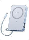 UGREEN MagFlow 10000mAh Qi2 25W Wireless Power Bank Built-in Cable | Qi2 25W fastest wireless, built-in cable, 30W PD wired. MagSafe compatible. for 17/12 by Unknown