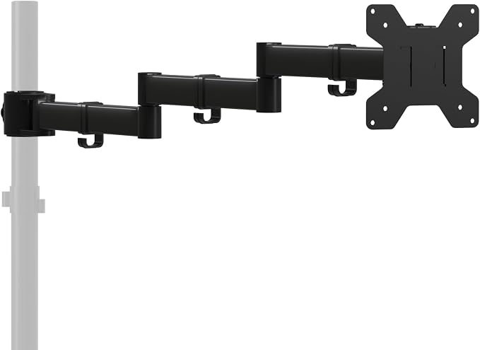 suptek Single Monitor Arm, Universal 3 Tier Arm Fully Adjustable Pole Mount Bracket Monitor Mounting for 13 to 27 inch Screen, Weight up to 22lbs, Mounting Holes 75x75mm to 100x100mm,Black by suptek
